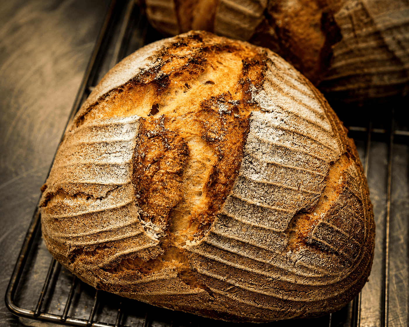 Pagnotta TERA con crosta screpolata appena sfornata