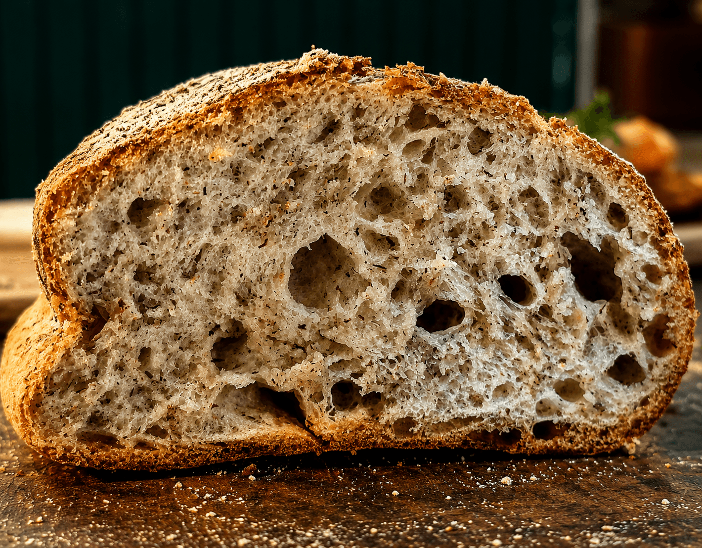Sezione di un pane TERA: l'alveolatura interna dell'impasto